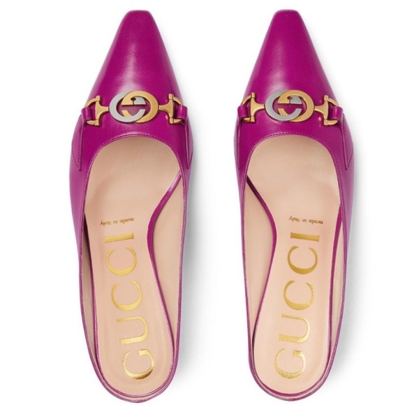 Gucci Shoes - Gucci Zumi Mauve Pointed Toe Kitten Heel Mules 36